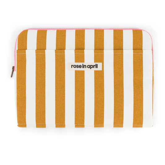 Laptop sleeve 13&14" - Octave - Stripes Ecru/Caramel | Rose in April