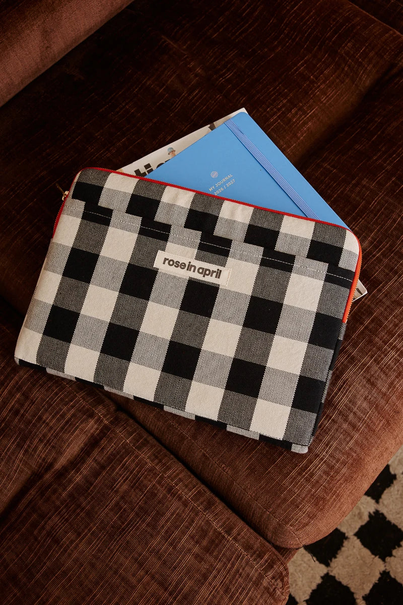 Laptop sleeve 13&14" - Octave - Vichy Greige | Rose in April