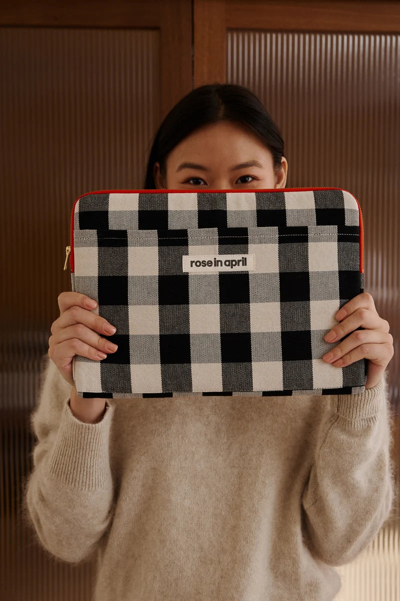 Laptop sleeve 13&14" - Octave - Vichy Greige | Rose in April