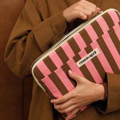 Laptop sleeve 13&14" - Octave - Funky Pink/ Olive Stripes | Rose in April
