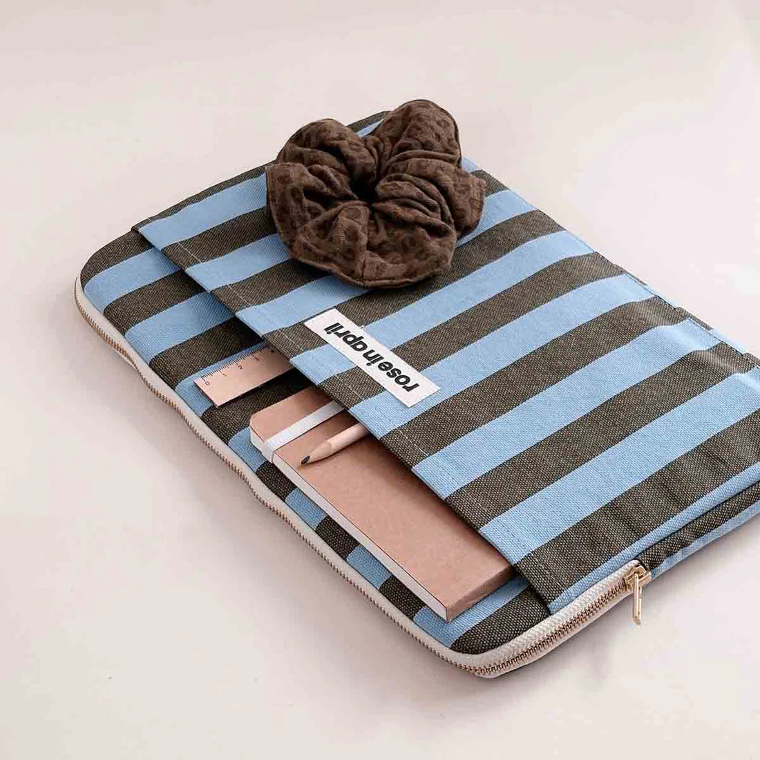 Laptop sleeve 13&14" - Octave - Olive / Blue Stripes | Rose in April