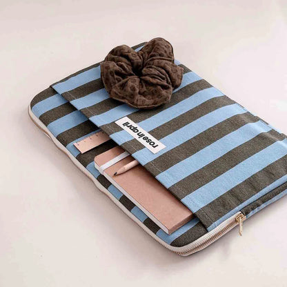 Laptop sleeve 13&14" - Octave - Olive / Blue Stripes | Rose in April