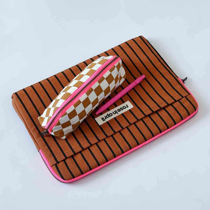 Laptop sleeve 13&14" - Octave - Tennis Stripes Ginger | Rose in April