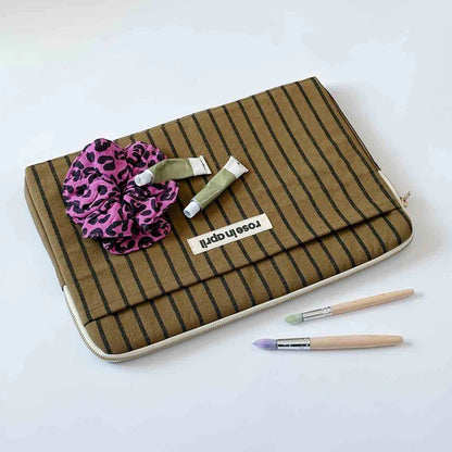 Laptop sleeve 13&14" - Octave - Tennis Stripes Olive | Rose in April