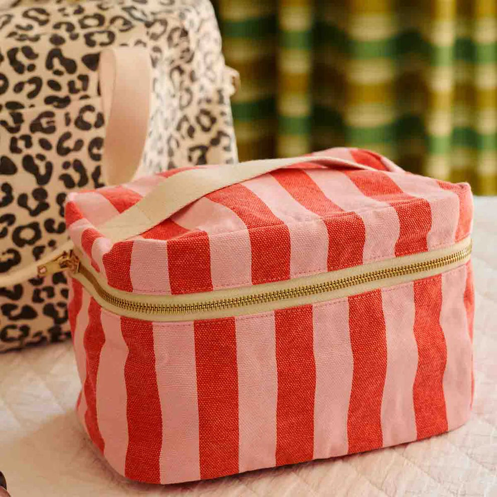 Oona Vanity Case - Stripes Tomato/Candy Pink | Rose in April