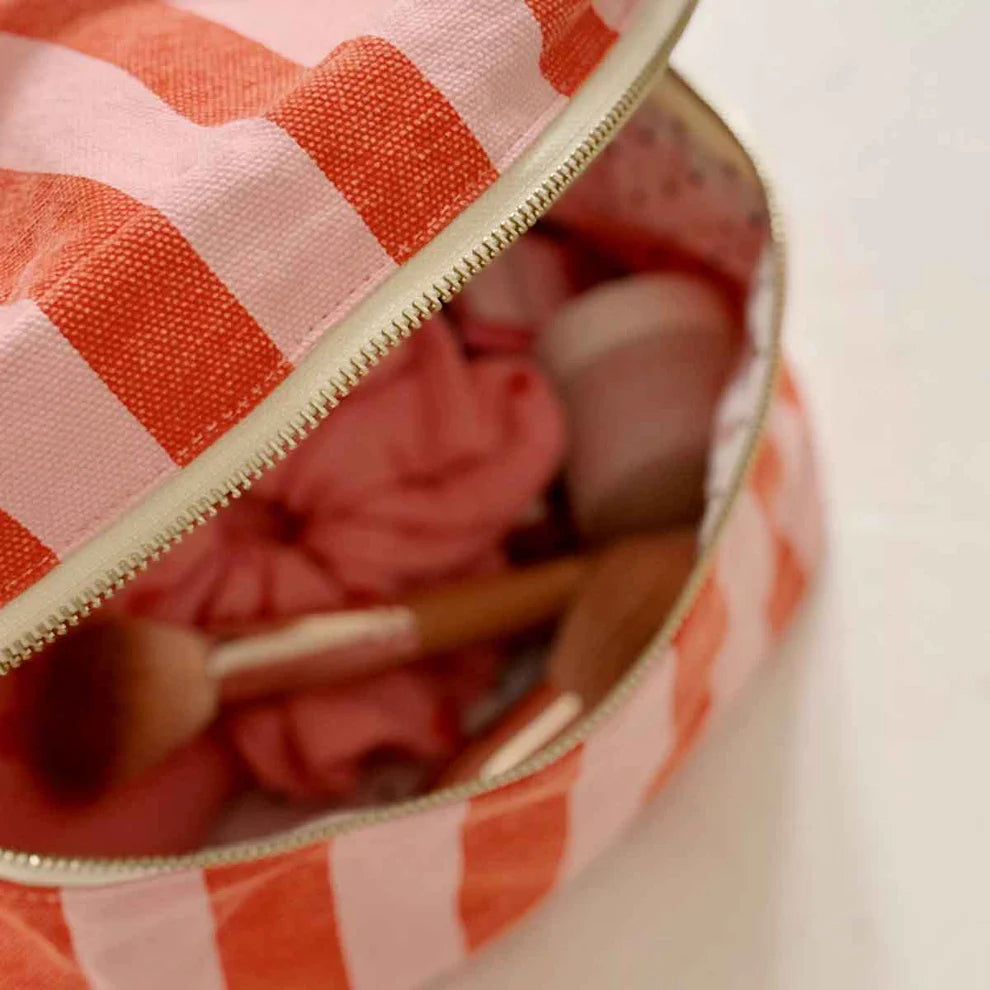 Oona Vanity Case - Stripes Tomato/Candy Pink | Rose in April