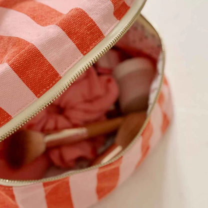Oona Vanity Case - Stripes Tomato/Candy Pink | Rose in April