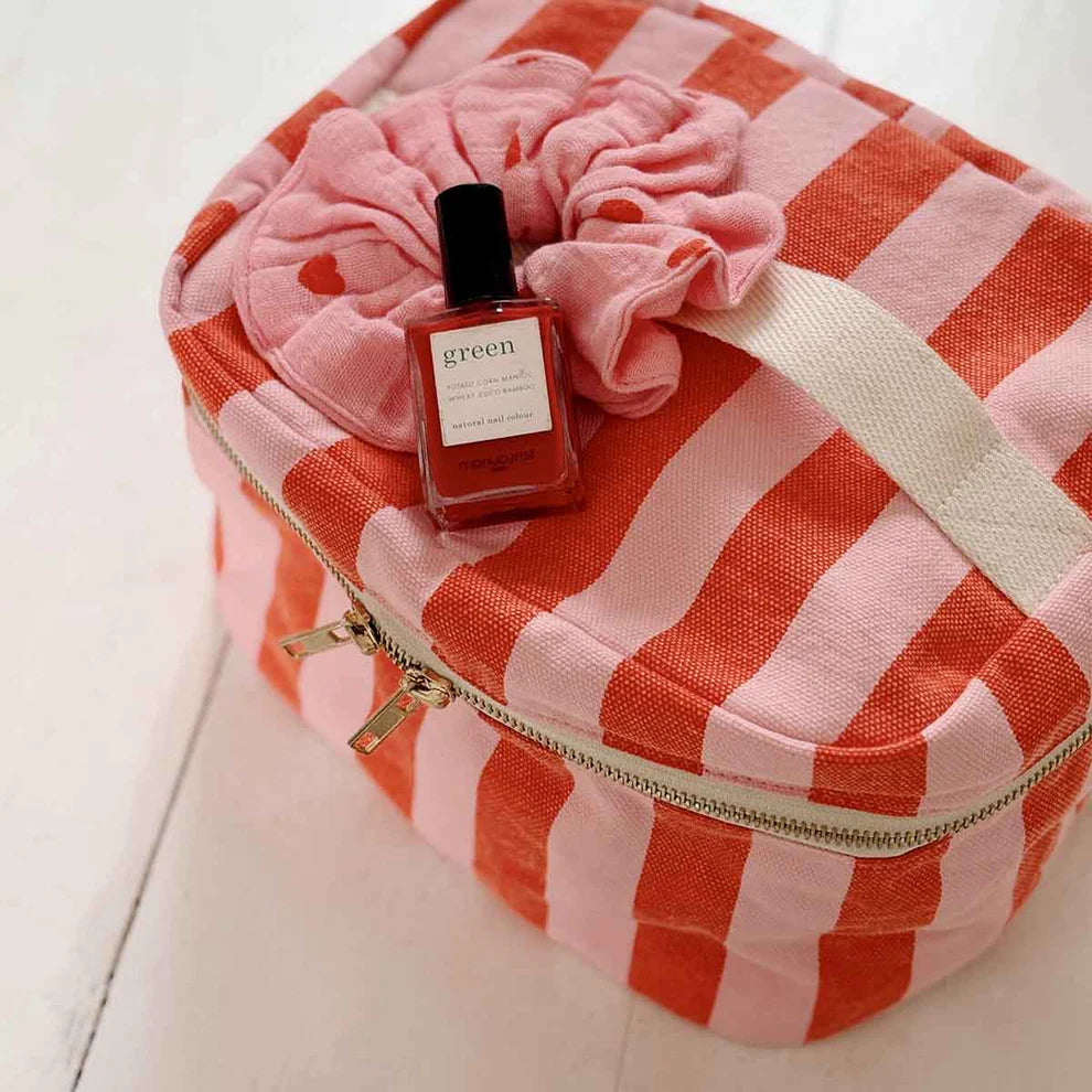 Oona Vanity Case - Stripes Tomato/Candy Pink | Rose in April