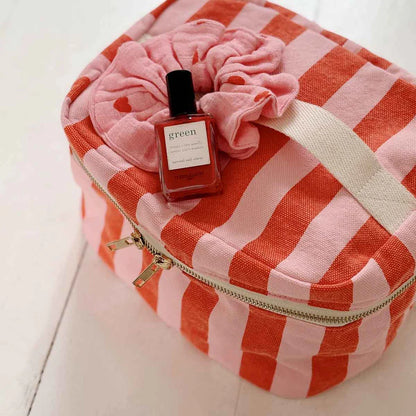 Oona Vanity Case - Stripes Tomato/Candy Pink | Rose in April