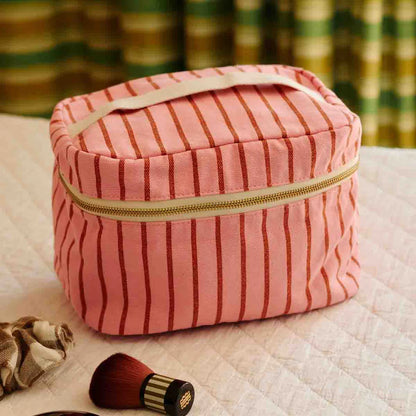 Oona Vanity Case - Tennis Stripes Pecan/Strawberry | Rose in April