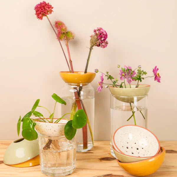 Bloemen - bobèche - gespikkeld wit | Pepin