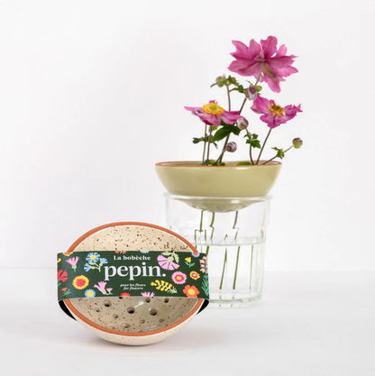 Bloemen - bobèche - gespikkeld wit | Pepin