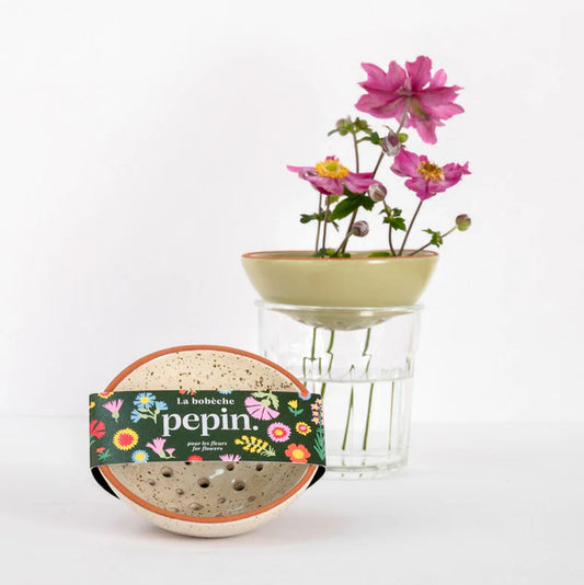 Bloemen - bobèche - gespikkeld wit | Pepin