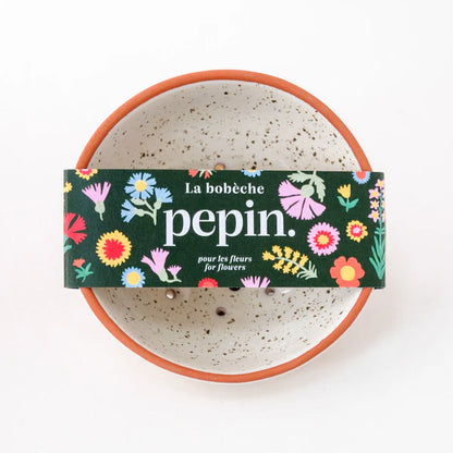 Bloemen - bobèche - gespikkeld wit | Pepin