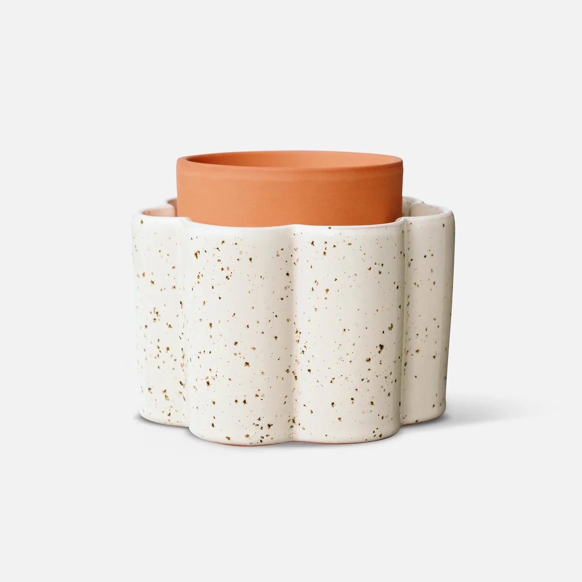 Paula self-watering pot - White Speckled | Pepin.