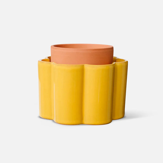 Paula self-watering pot - Mustard | Pepin.