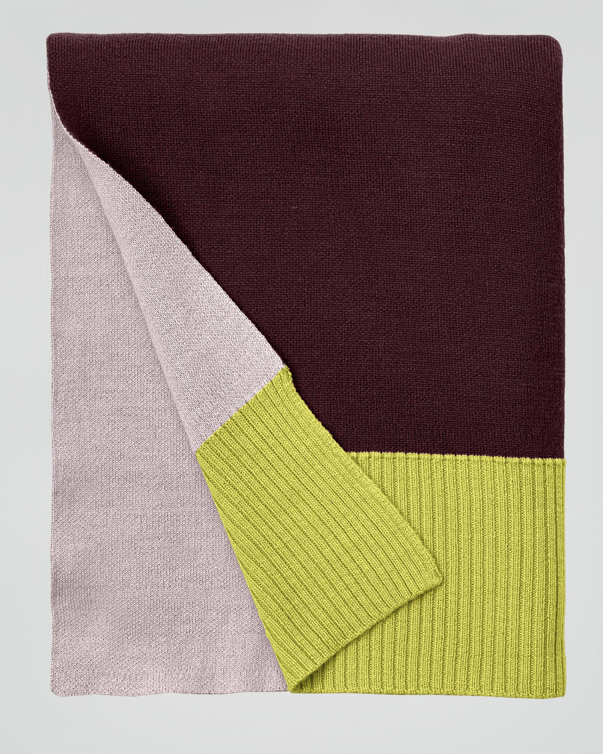 Merino Gebreide Plaid - 100% Wol - Bordeaux/Peach/Lime | SUITE702