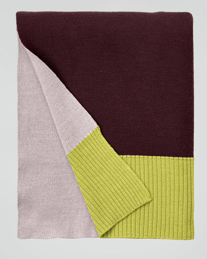 Merino Gebreide Plaid - 100% Wol - Bordeaux/Peach/Lime | SUITE702