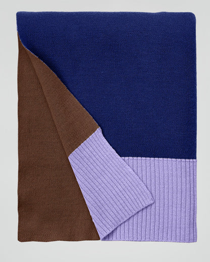 Merino Gebreide Plaid - 100% Wol - Blue/Brown/Lilac | SUITE702