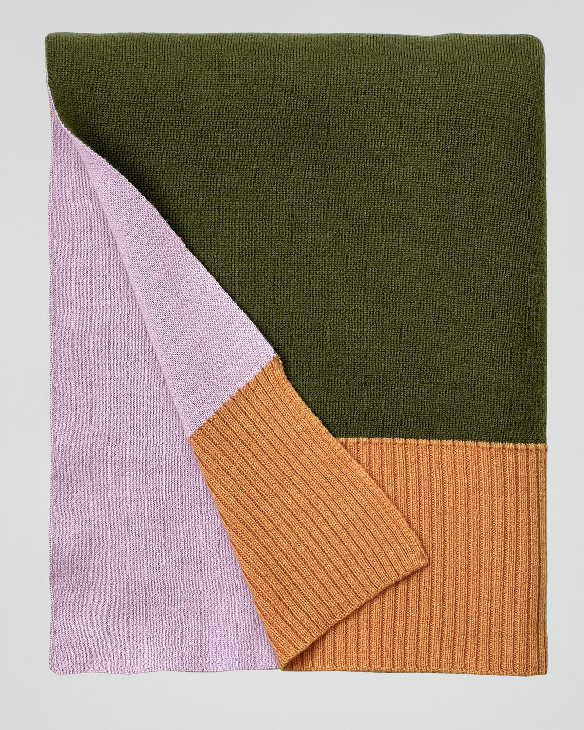 Merino Gebreide Plaid - 100% Wol - Green/Pink/Orange | SUITE702