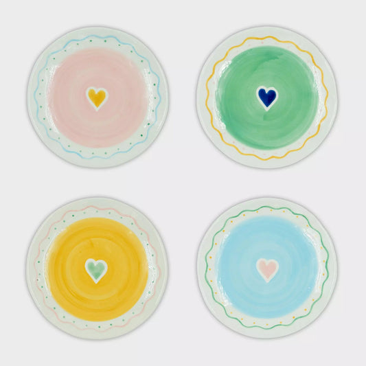Bord Swirly Hearts - set van 4 | And Nook
