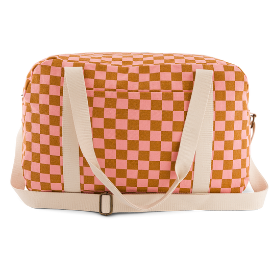 Bowling bag - Raphael - Strawberry / Caramel Checkerboard | Rose in April