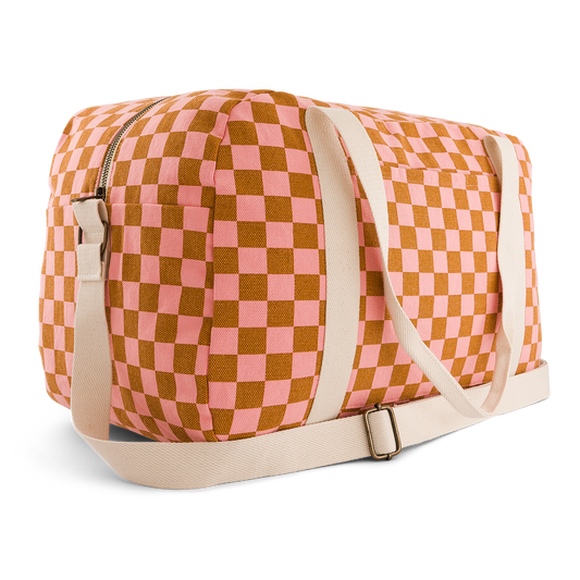 Bowling bag - Raphael - Strawberry / Caramel Checkerboard | Rose in April