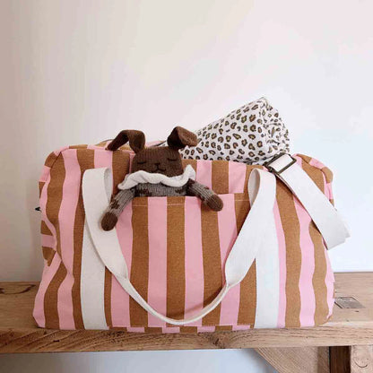 Bowling bag - Raphael - Caramel/Strawberry Stripes | Rose in April - de inKijk