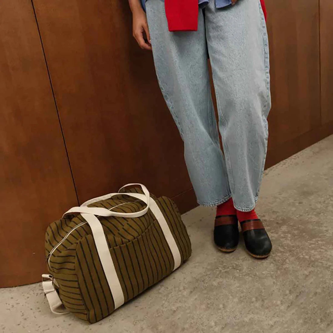 Bowling bag - Raphael - Olive Tennis Stripes | Rose in April