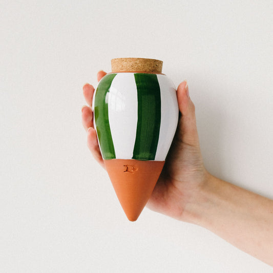 Hydrating Olla - Green and White Stripes | Pepin.