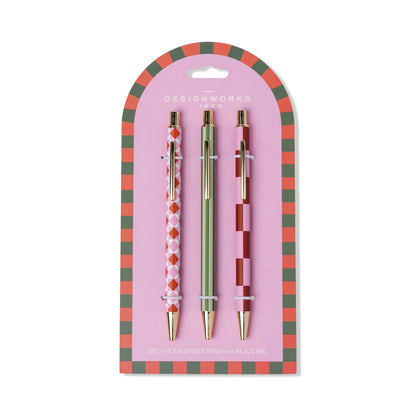 Pens - A Dopo - set of 3 - Diamond/Stripe/Check | Designworks Ink