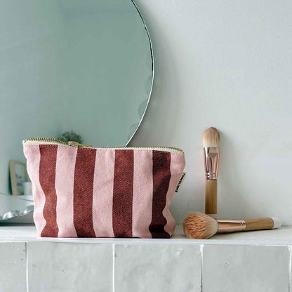 Pouch - Sofia - Brick/Chamallow Stripes | Rose in April
