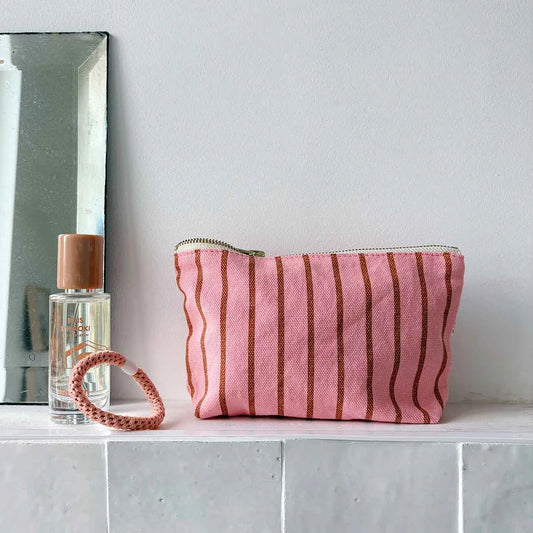 Pouch - Sofia - Tennis Pecan/Strawberry Stripes | Rose in April