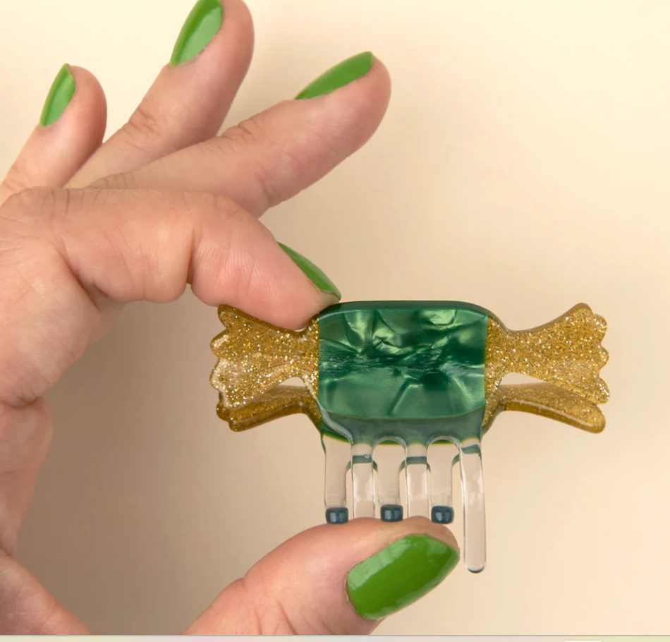 Green Christmas candy - mini hair claw | Coucou Suzette
