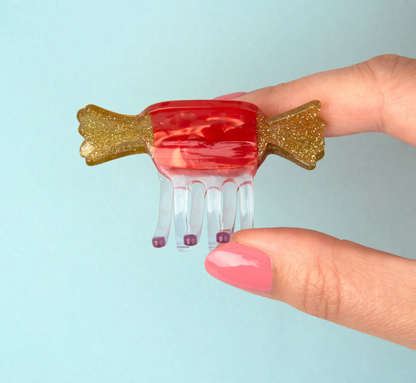Red Christmas candy - mini hair claw | Coucou Suzette