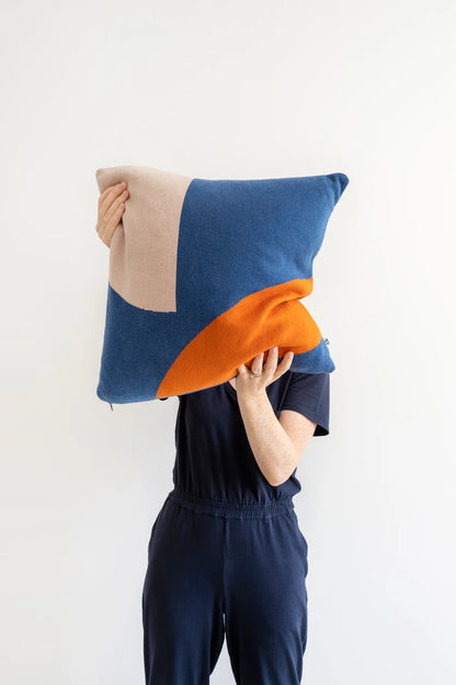 Cushion cover knitted cotton - ilo - blue | Sophie Home - de inKijk