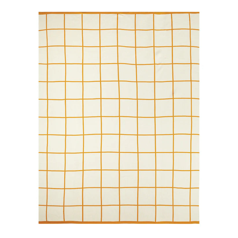 Blanket knitted cotton - grid - citrus | Sophie Home - de inKijk