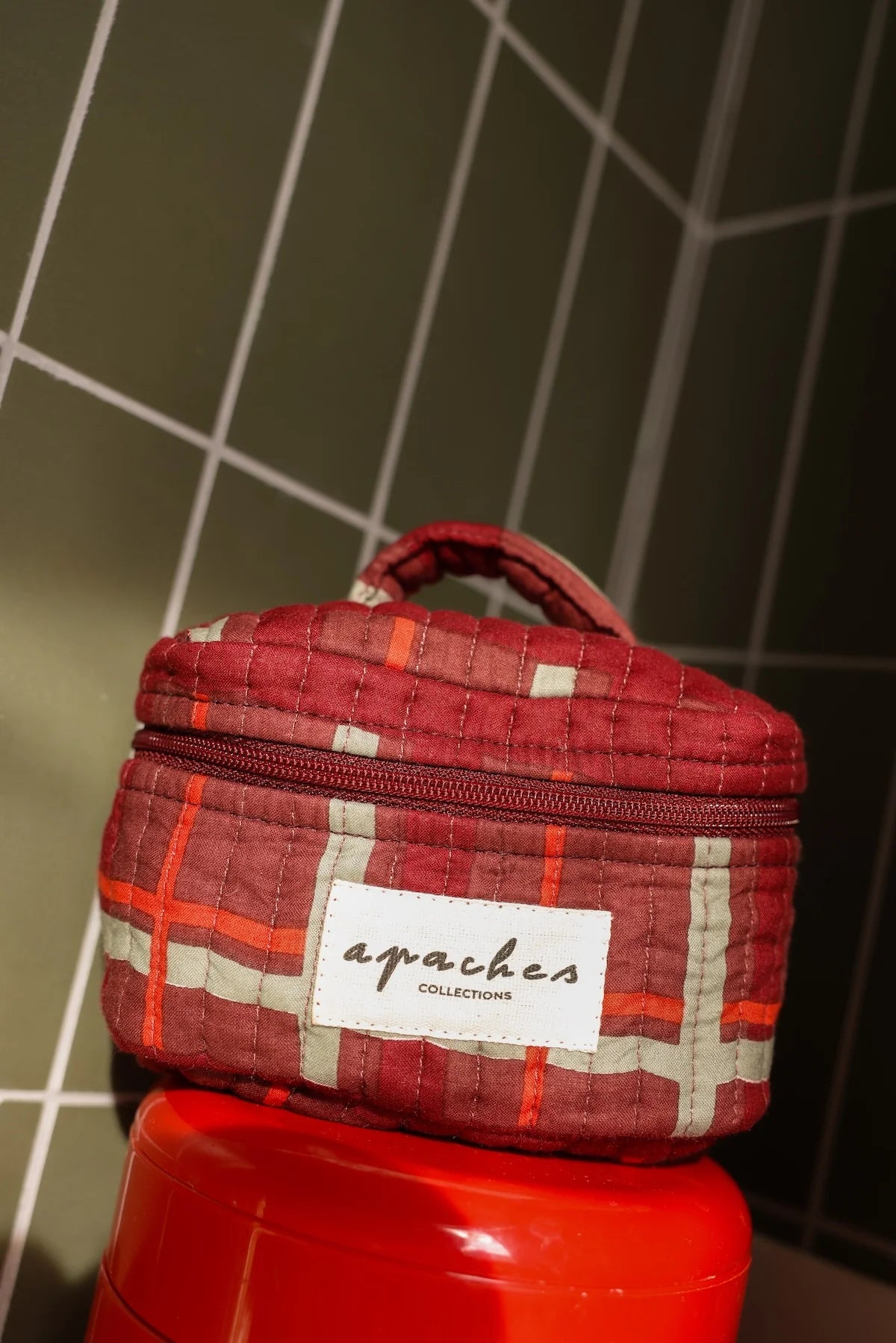 Small Vanity Pouch Ishanita - Tartan Taupe | Apaches