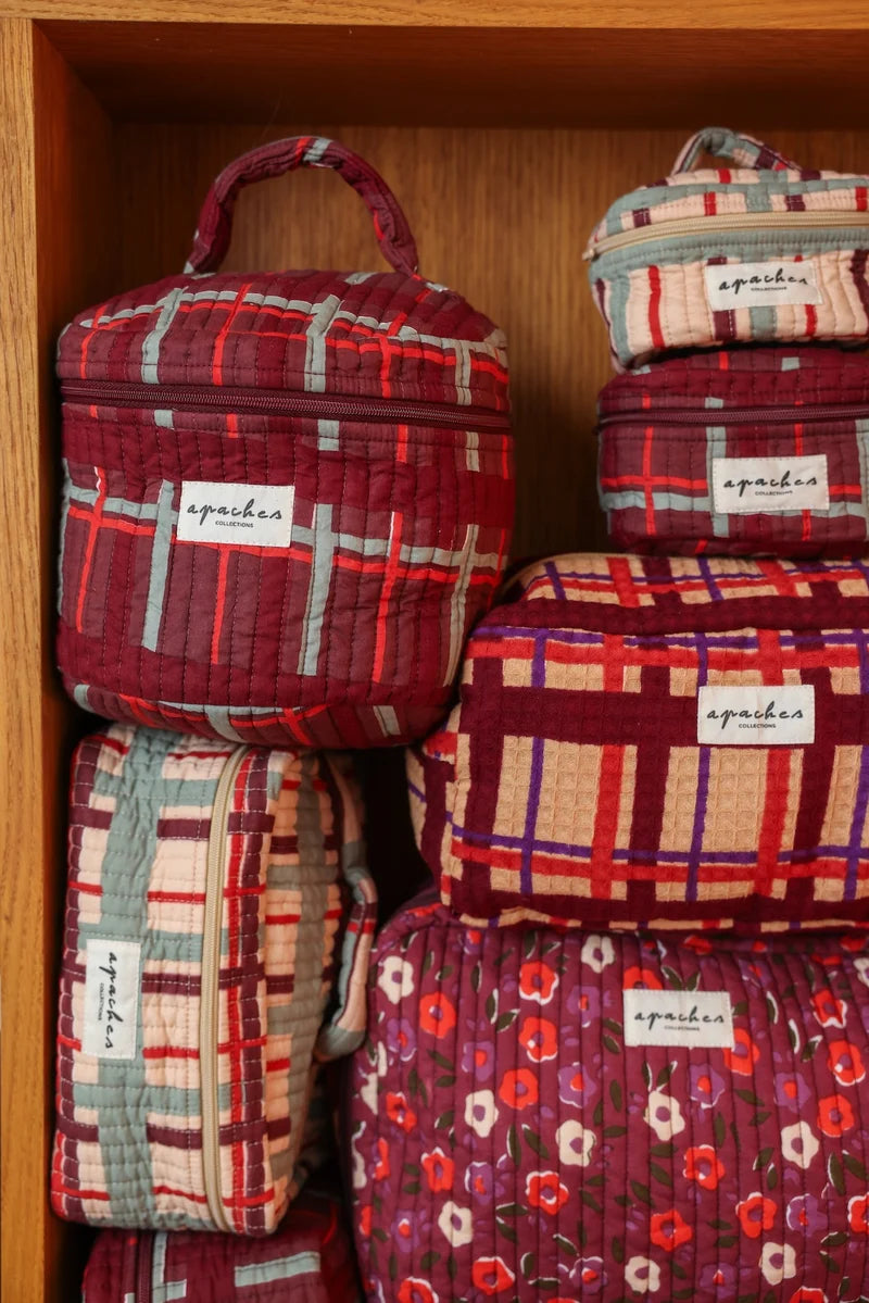 Small Vanity Pouch Ishanita - Tartan Taupe | Apaches