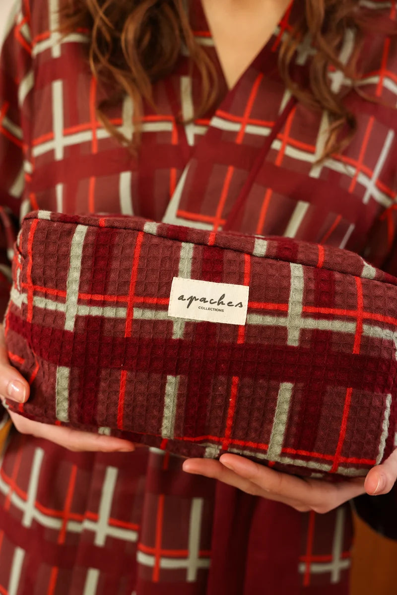 Trousse de Toilette Parijat - Tartan Taupe | Apaches