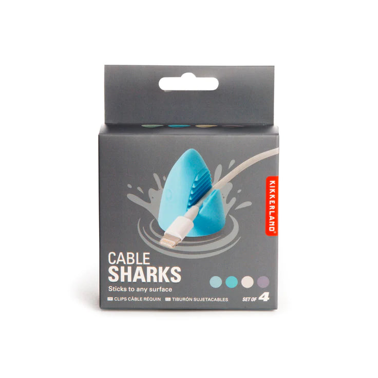 Cable Sharks kabelhouders - set v. vier | Kikkerland
