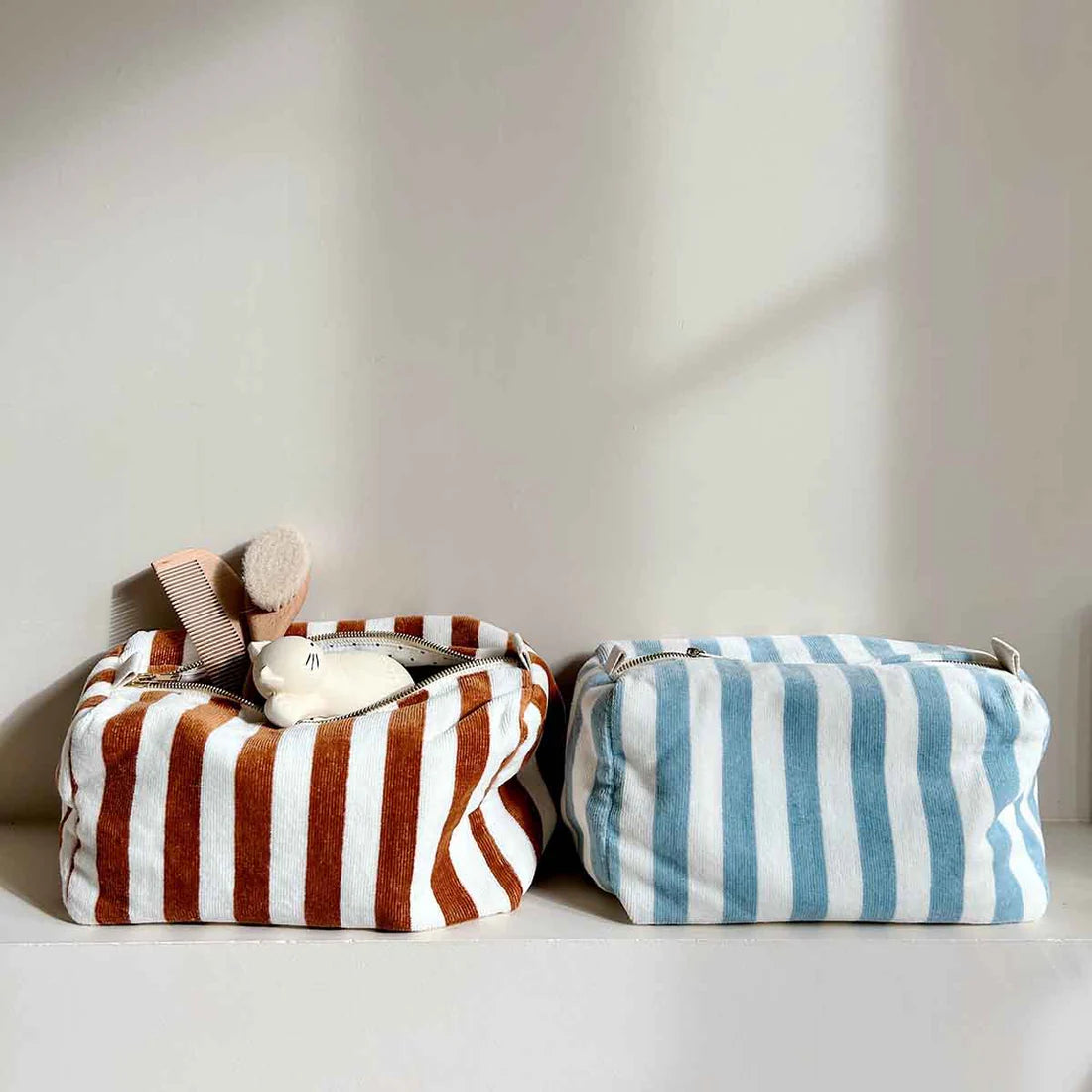 Wash bag - Vic - Blue Cloud Stripes - Terry | Rose in April