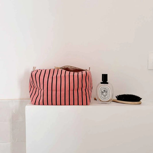 Wash bag - Vic - Funky Pink Tennis Stripes | Rose in April