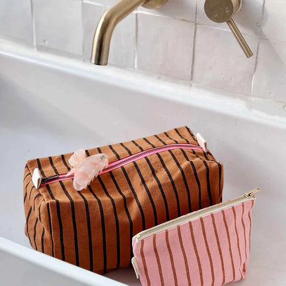 Pouch - Sofia - Tennis Pecan/Strawberry Stripes | Rose in April