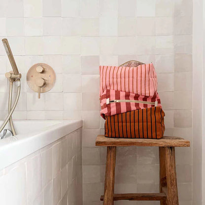 Wash bag - Vic - Ginger Tennis Stripes | Rose in April