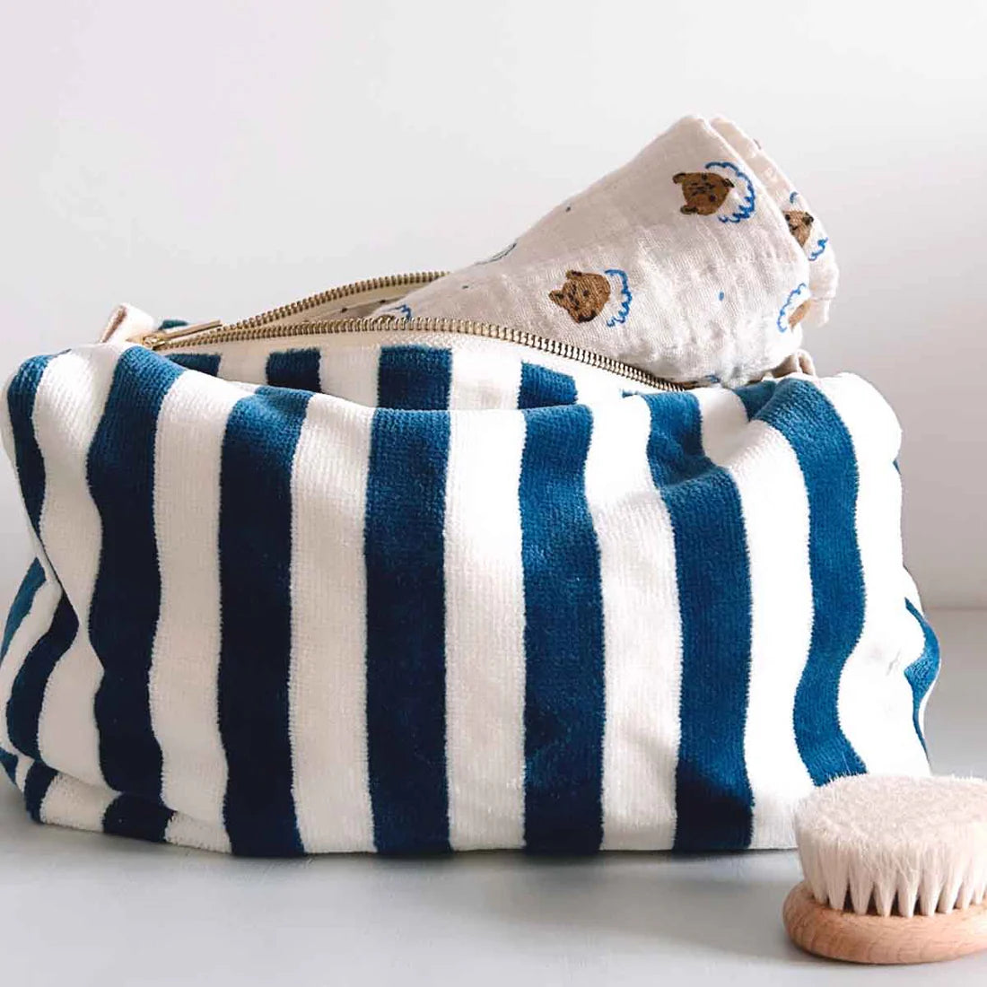 Wash bag - Vic - Blue Midnight Stripes - Terry | Rose in April