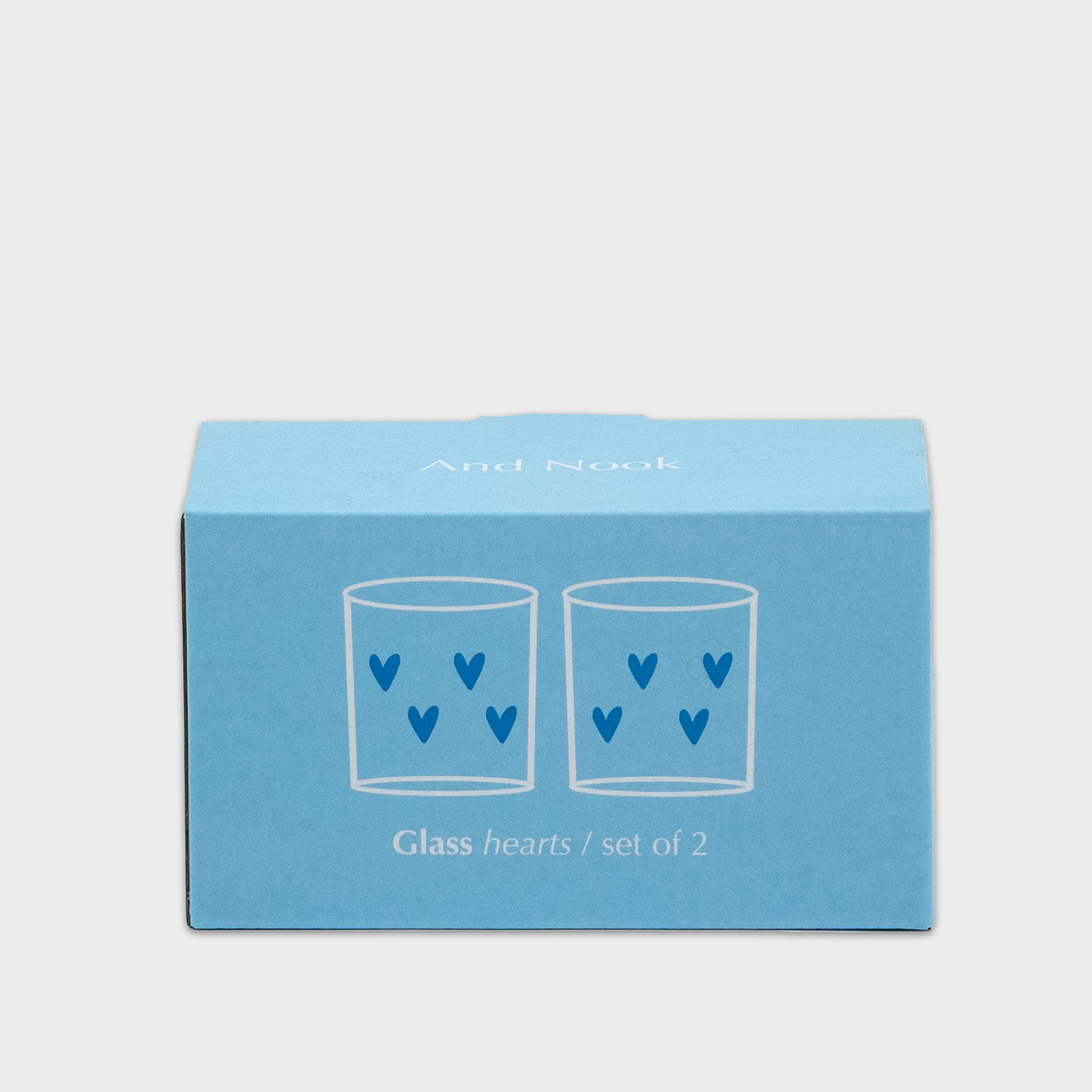 Glas hearts - set van 2 - blauw | And Nook - de inKijk