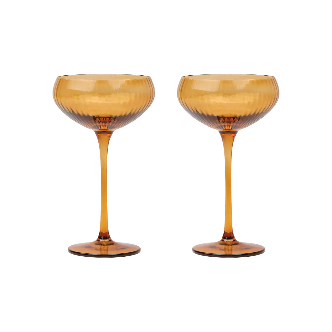 Lou Coupe Glasses - Amber - set van 2 | Here's How
