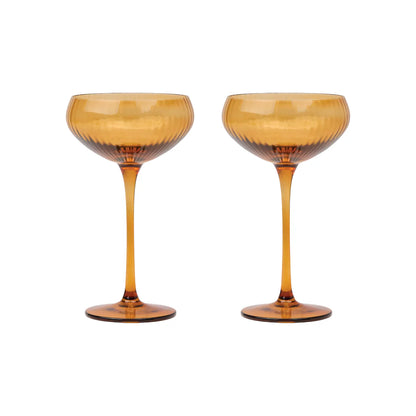 Lou Coupe Glasses - Amber - set van 2 | Here's How