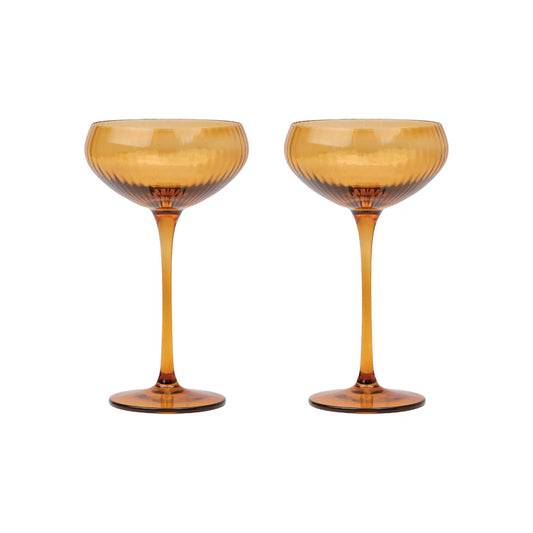 Lou Coupe Glasses - Amber - set van 2 | Here's How